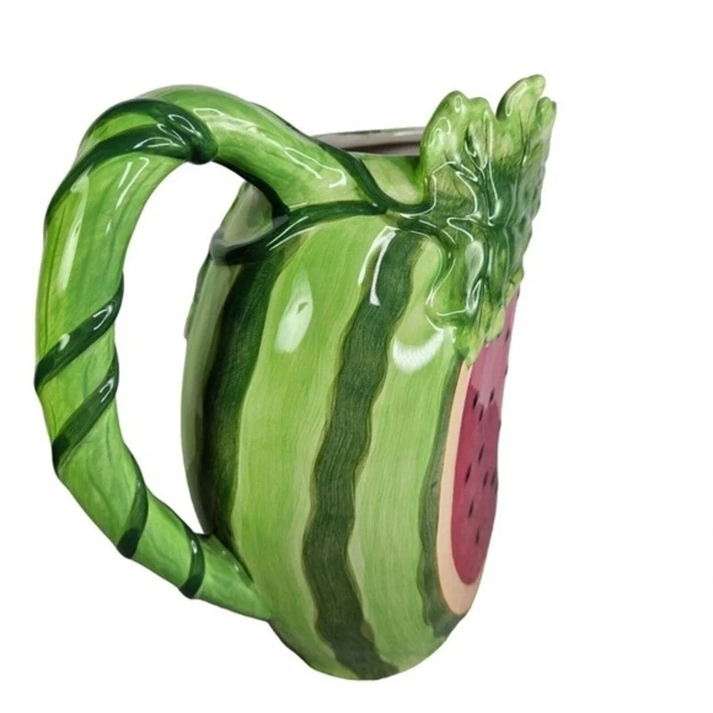 Valerie Watermelon Slice Pitcher Figural Beverage Emboss Home Decor Ceramic READ
